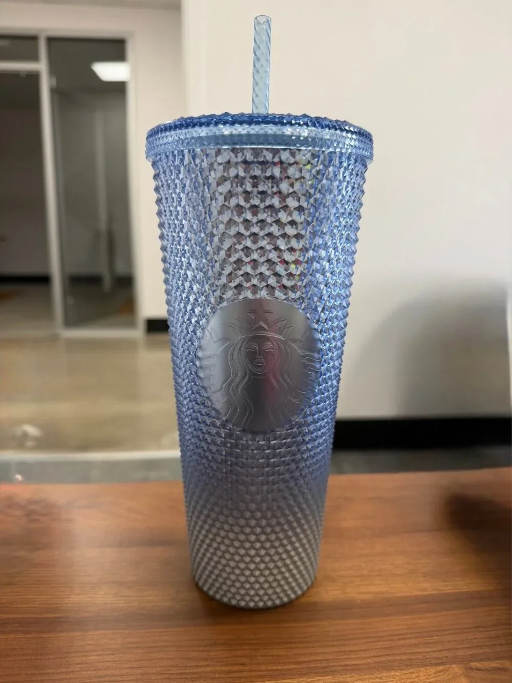 Starbucks 2023 24oz Holiday Icicle Blue Gradient Bling Studded Tumbler